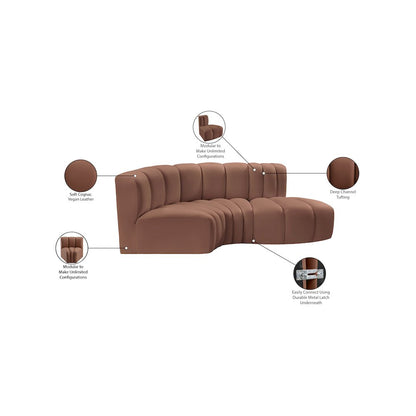 Arc Cognac Vegan Leather Modular Sofa