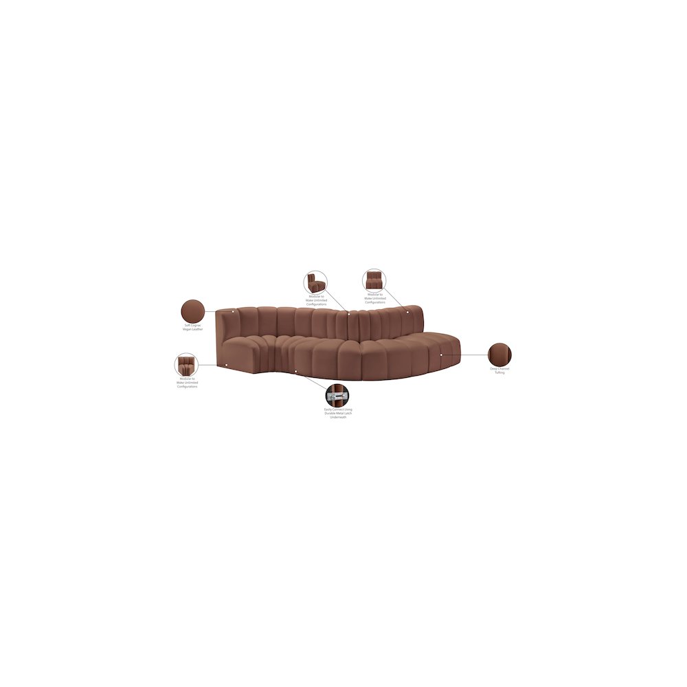 Arc Cognac Vegan Leather Modular Sofa