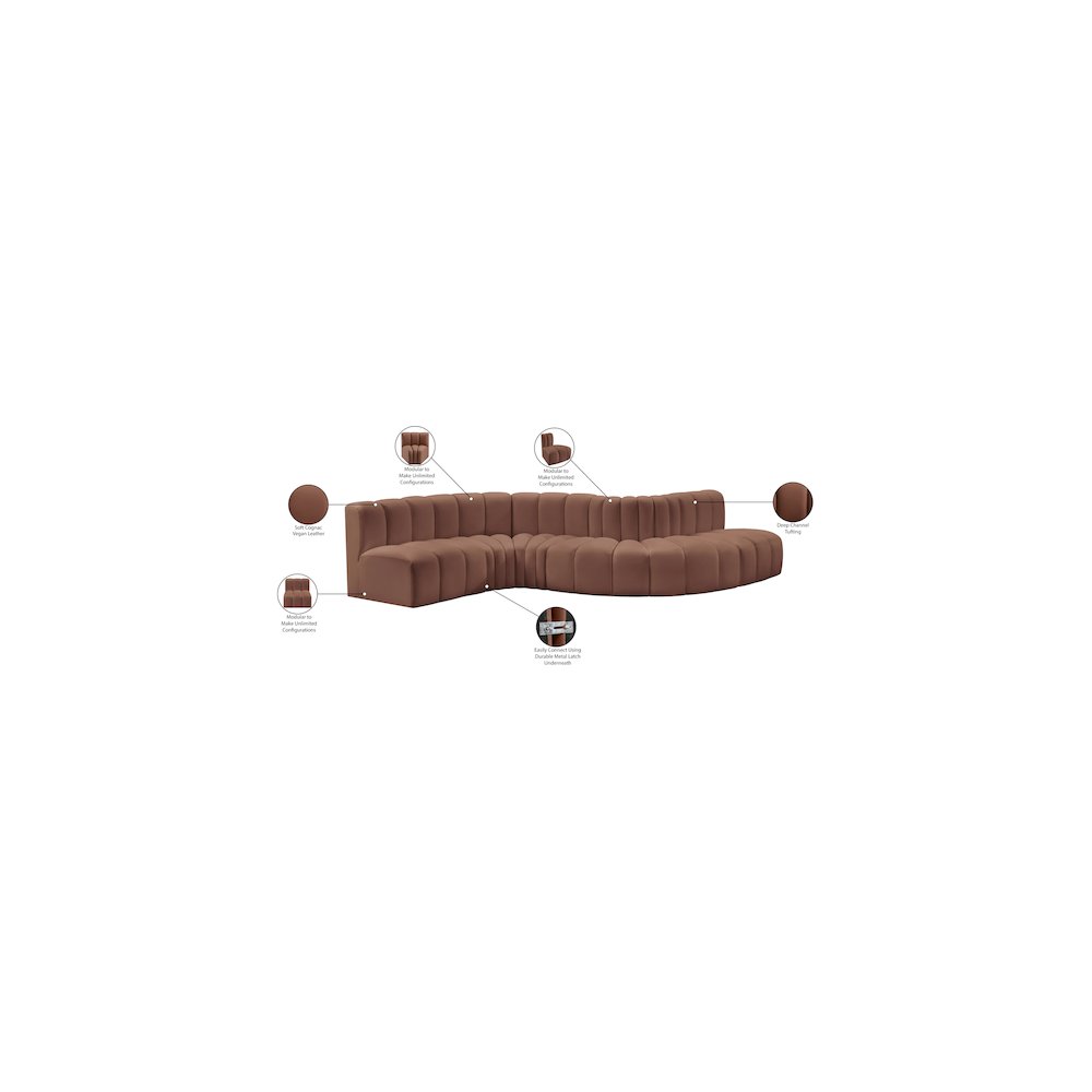 Arc Cognac Vegan Leather Modular Sofa