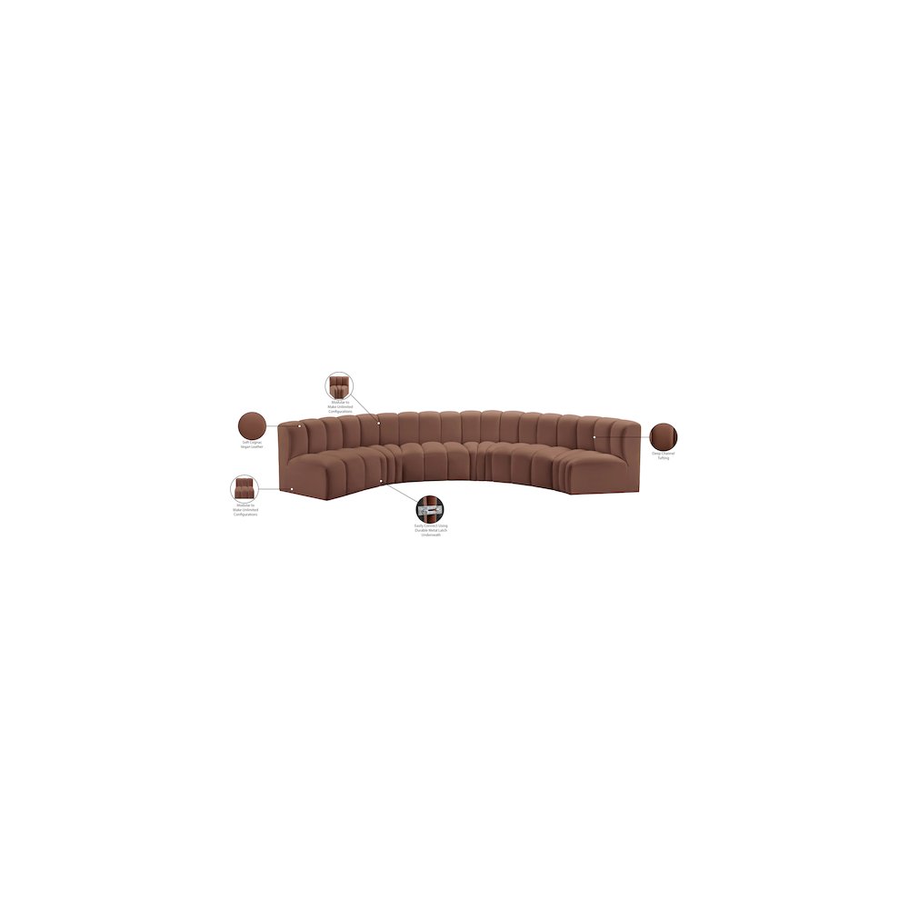 Arc Cognac Vegan Leather Modular Sofa