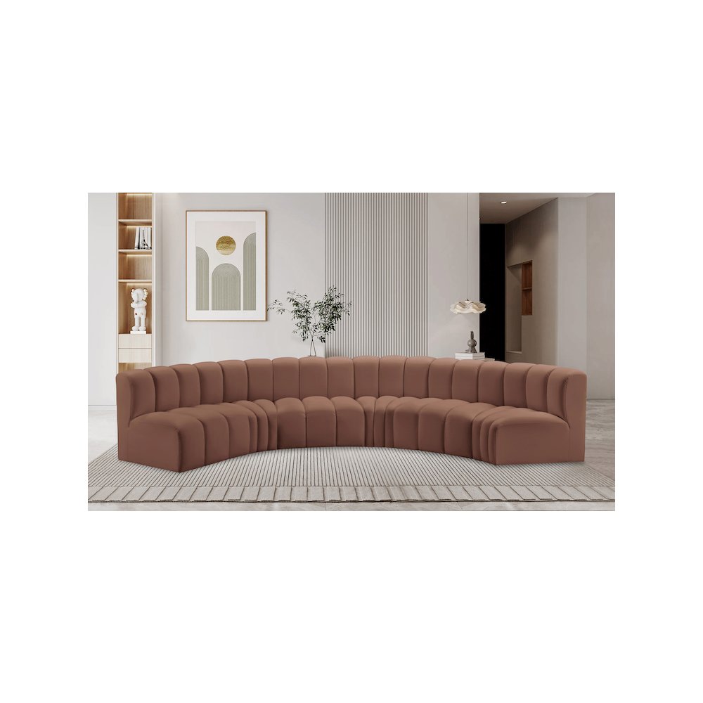 Arc Cognac Vegan Leather Modular Sofa