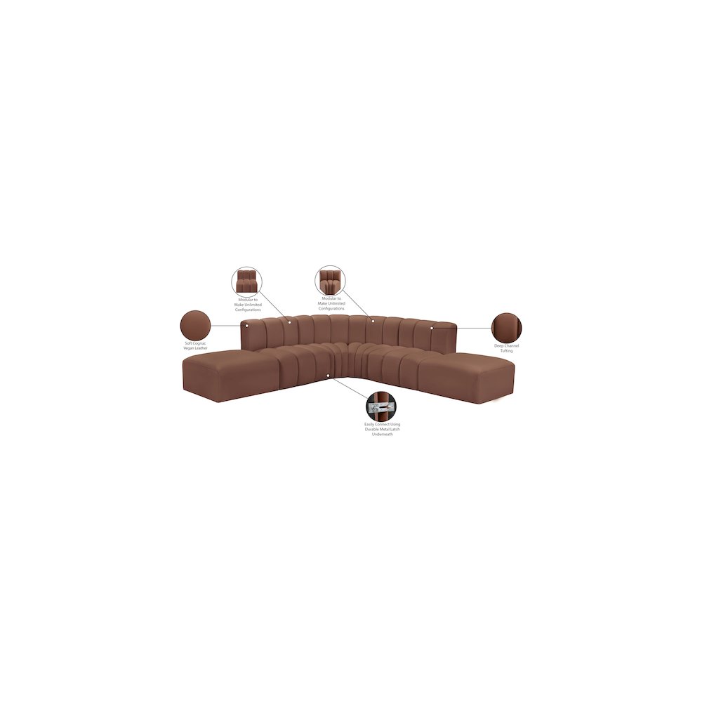 Arc Cognac Vegan Leather Modular Sofa