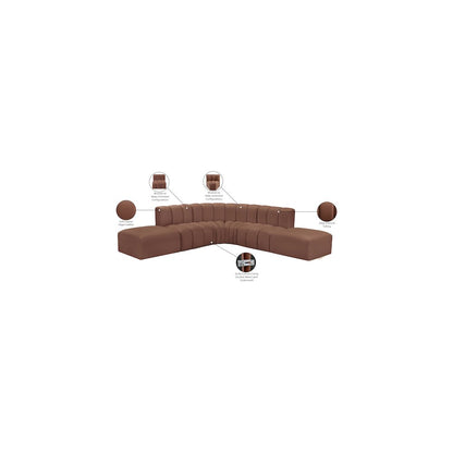 Arc Cognac Vegan Leather Modular Sofa