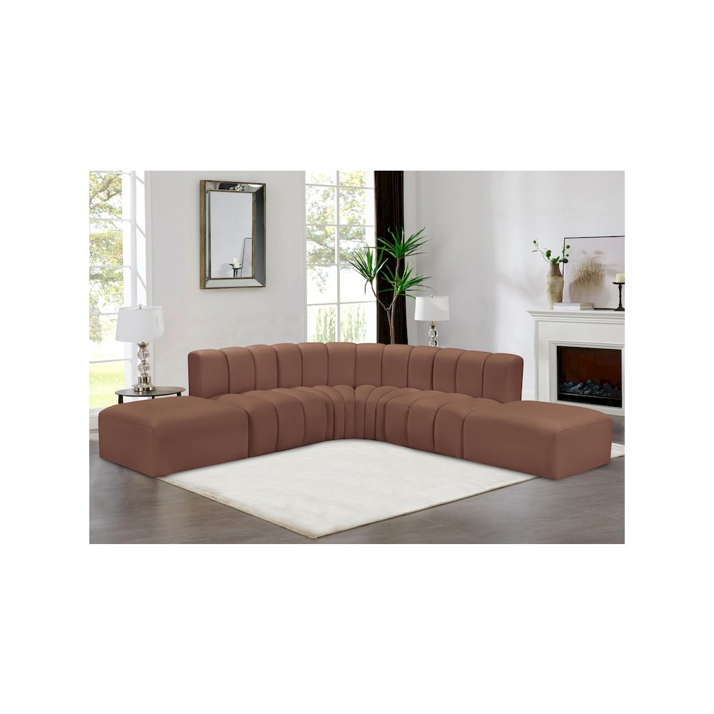 Arc Cognac Vegan Leather Modular Sofa