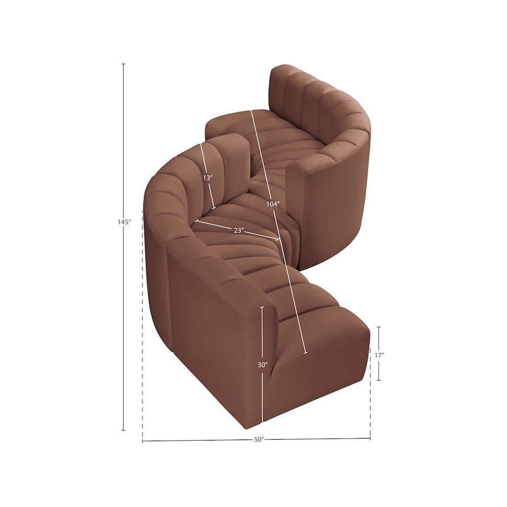 Arc Cognac Vegan Leather Modular Sofa