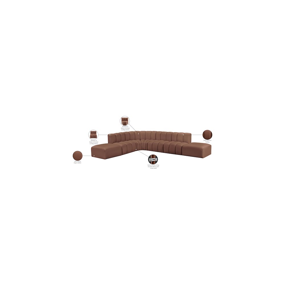 Arc Cognac Vegan Leather Modular Sofa