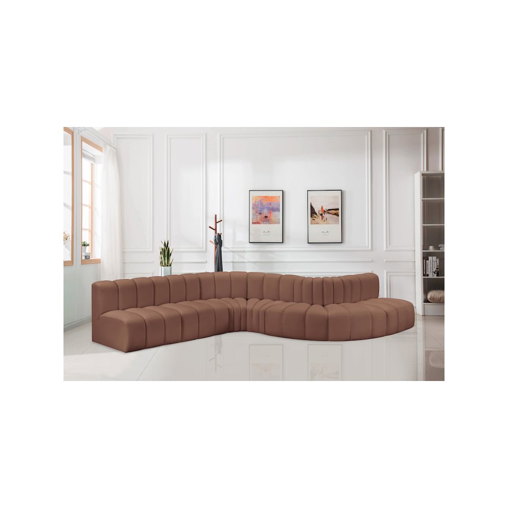 Arc Cognac Vegan Leather Modular Sofa