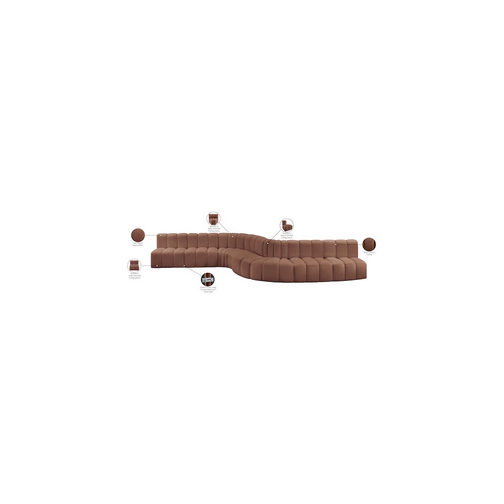 Arc Cognac Vegan Leather Modular Sofa