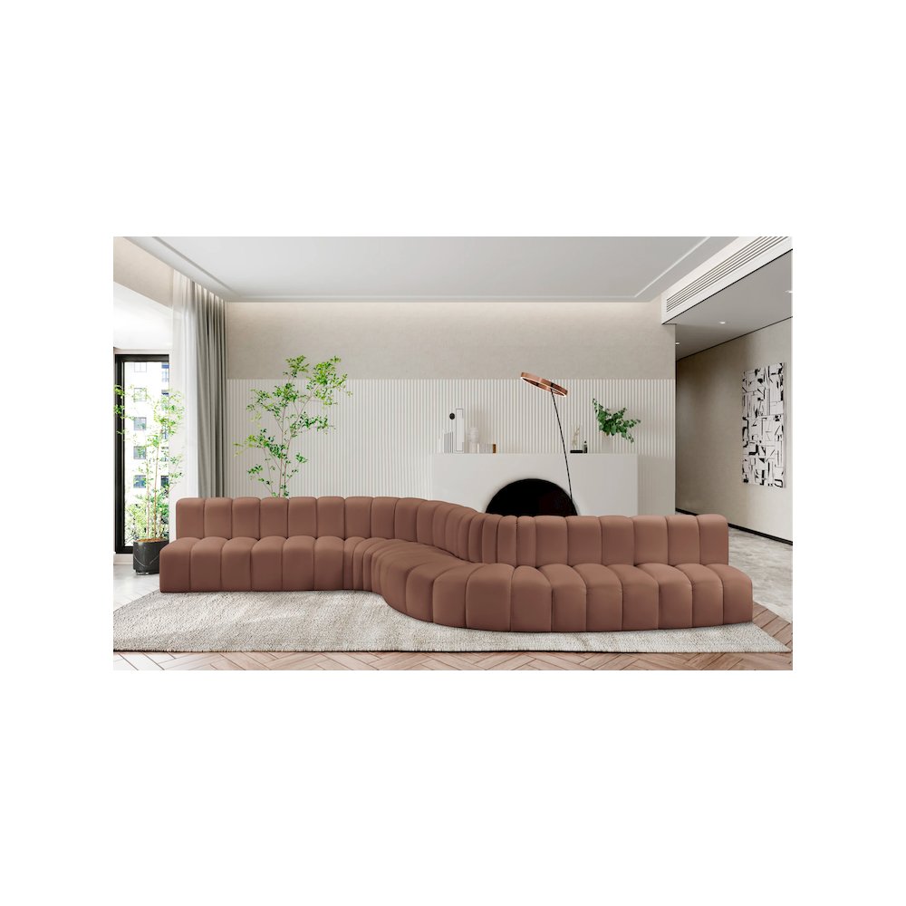 Arc Cognac Vegan Leather Modular Sofa