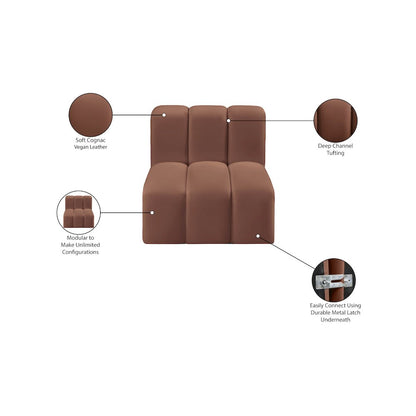 Arc Cognac Vegan Leather Straight Chair