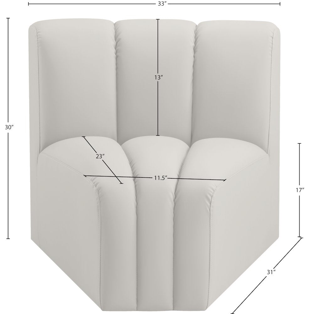 Arc Cream Vegan Leather Curved Corner