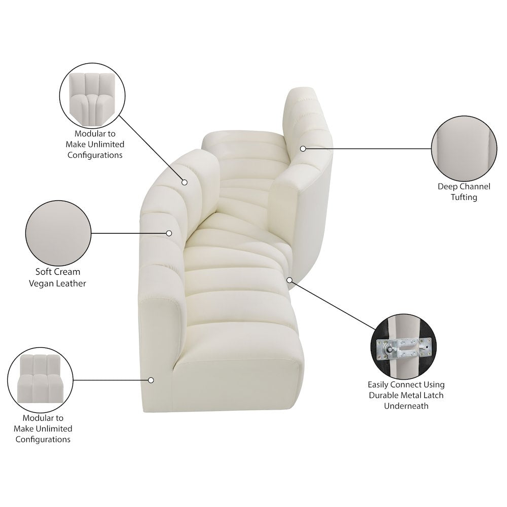 Arc Cream Vegan Leather Modular Sofa
