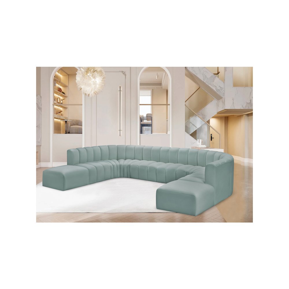 Arc Mint Green Vegan Leather Modular Sofa