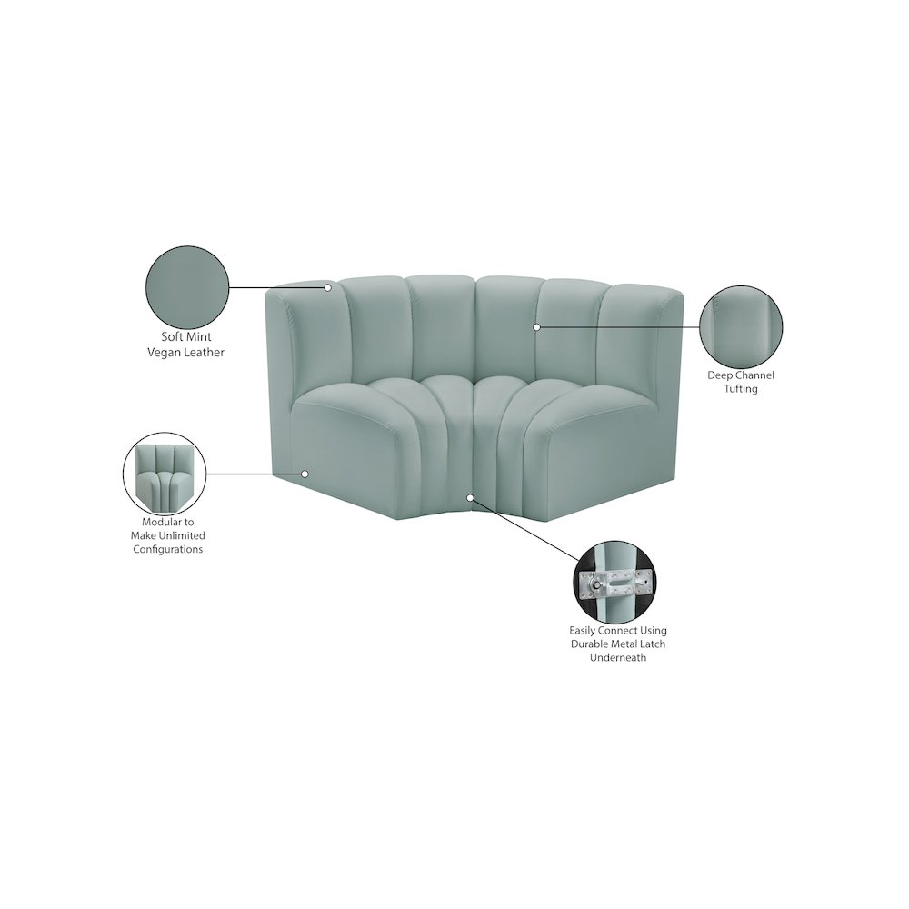 Arc Mint Green Vegan Leather Modular Sofa