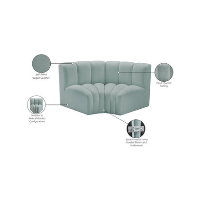 Arc Mint Green Vegan Leather Modular Sofa