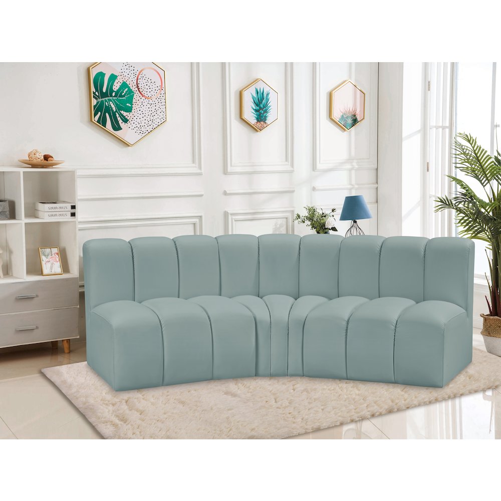 Arc Mint Green Vegan Leather Modular Sofa