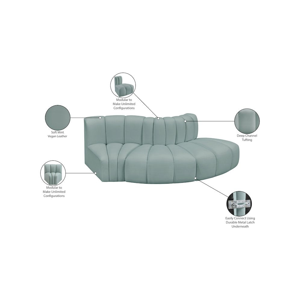 Arc Mint Green Vegan Leather Modular Sofa