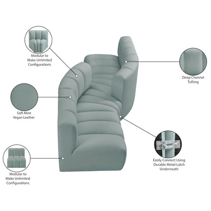 Arc Mint Green Vegan Leather Modular Sofa