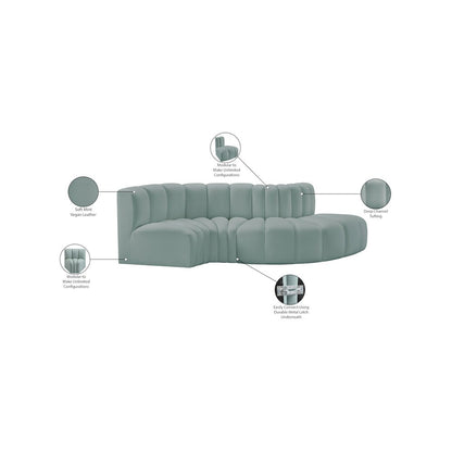 Arc Mint Green Vegan Leather Modular Sofa