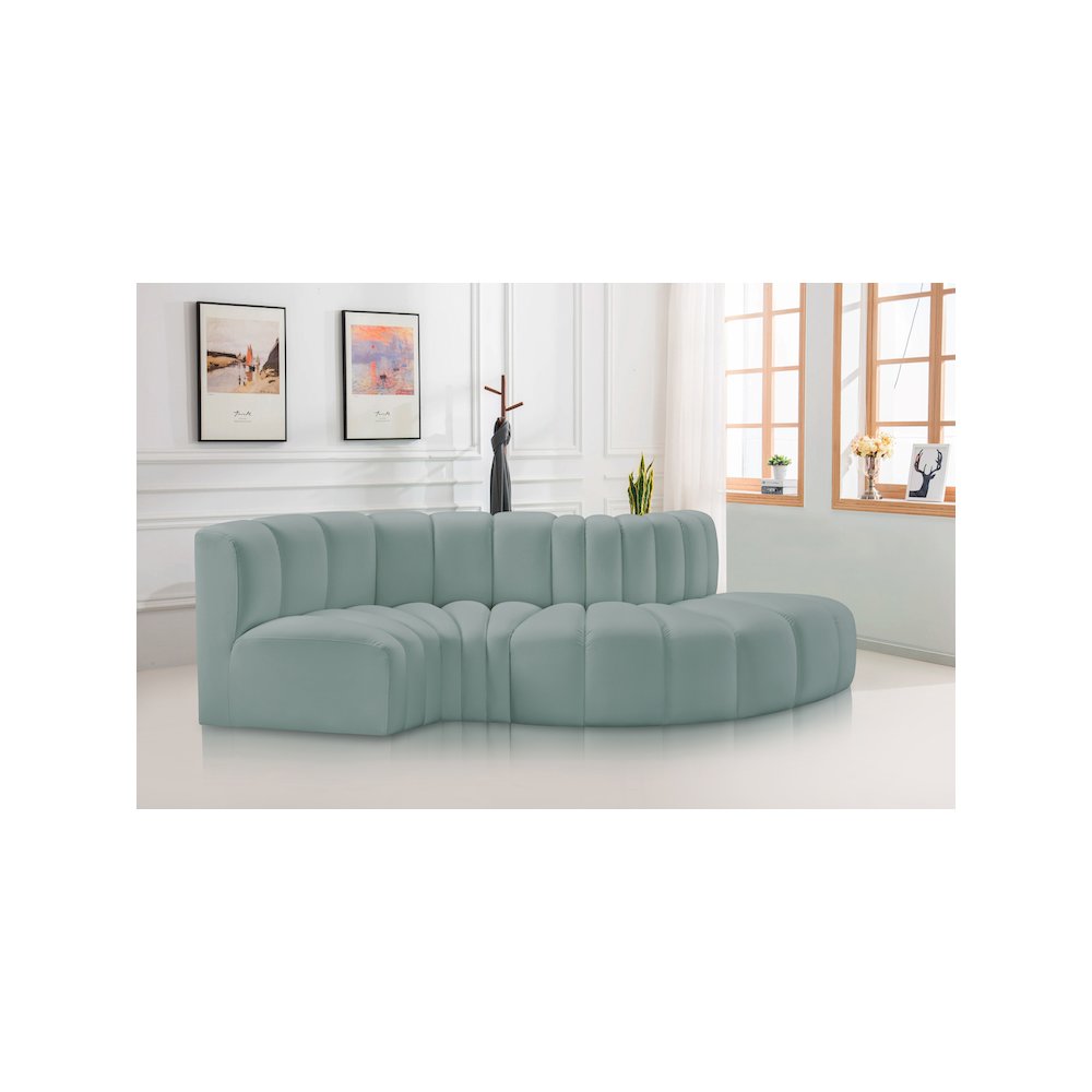 Arc Mint Green Vegan Leather Modular Sofa