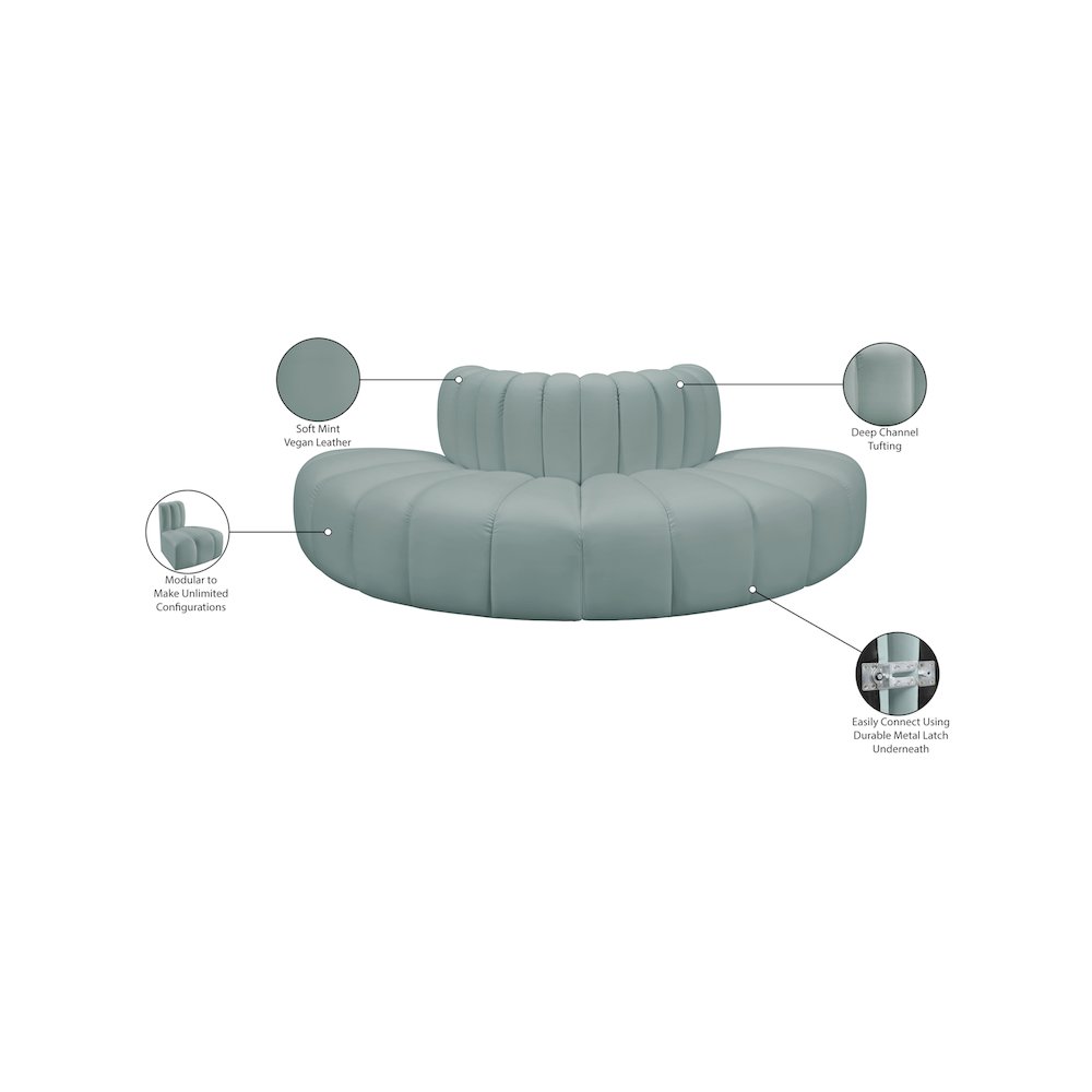 Arc Mint Green Vegan Leather Modular Sofa