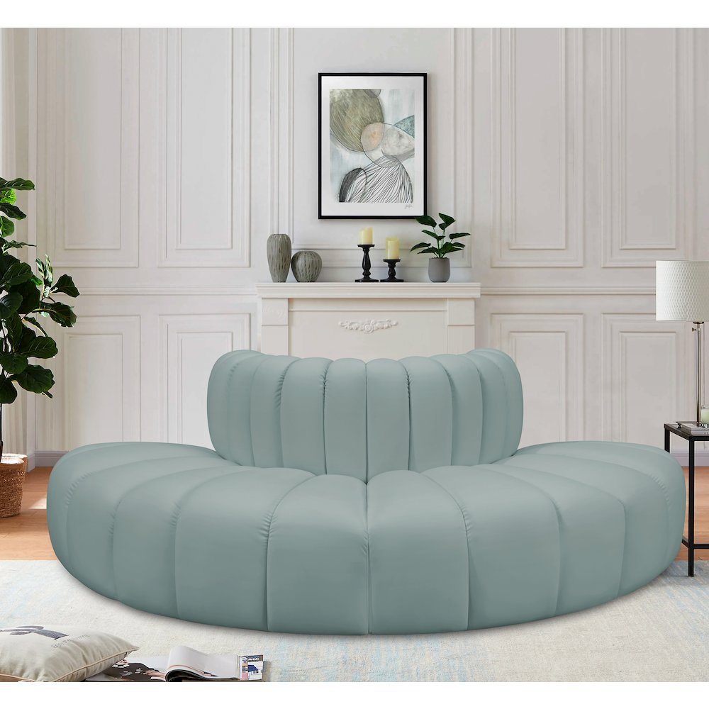 Arc Mint Green Vegan Leather Modular Sofa