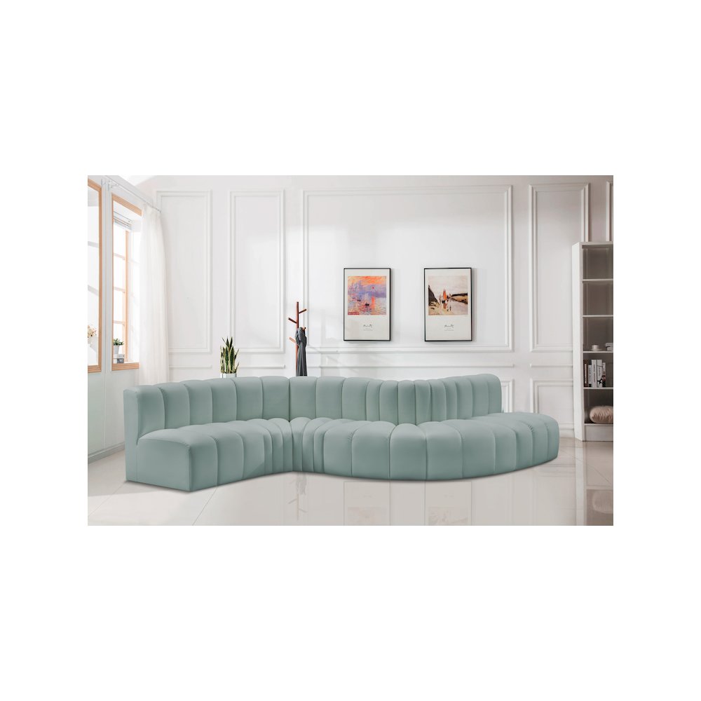 Arc Mint Green Vegan Leather Modular Sofa