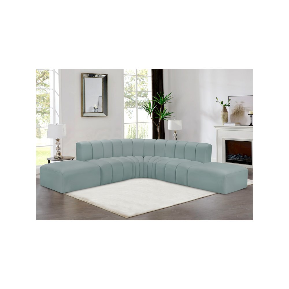 Arc Mint Green Vegan Leather Modular Sofa