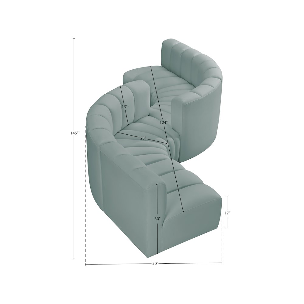 Arc Mint Green Vegan Leather Modular Sofa