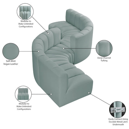 Arc Mint Green Vegan Leather Modular Sofa