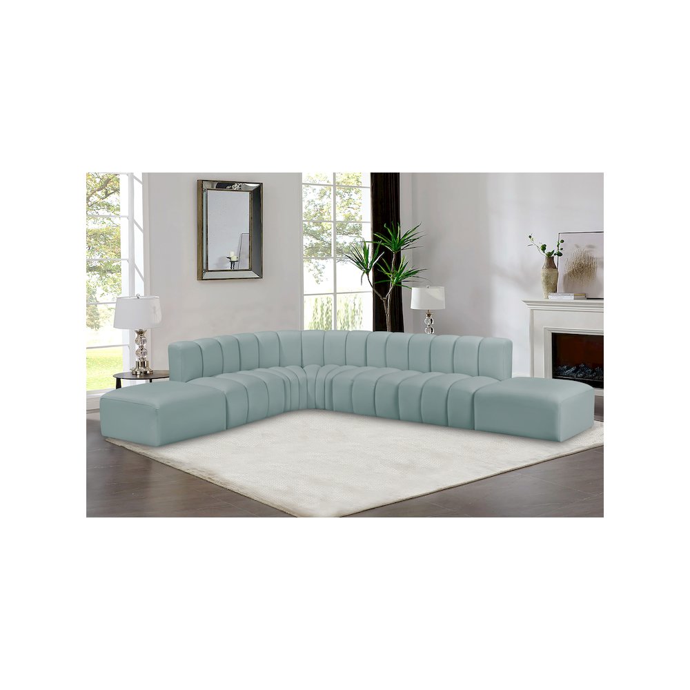 Arc Mint Green Vegan Leather Modular Sofa