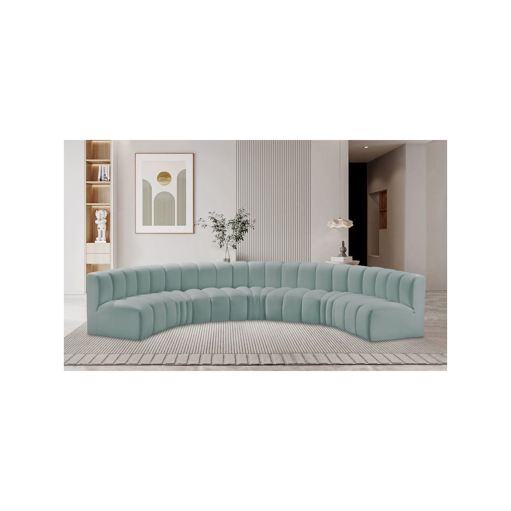 Arc Mint Green Vegan Leather Modular Sofa