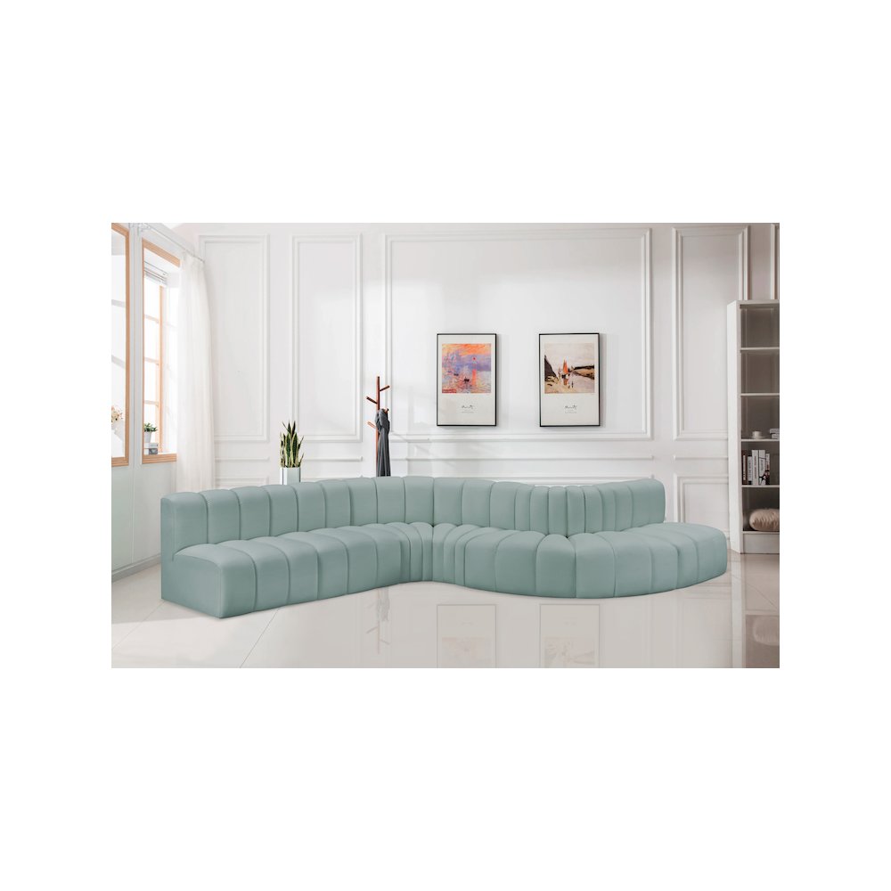 Arc Mint Green Vegan Leather Modular Sofa