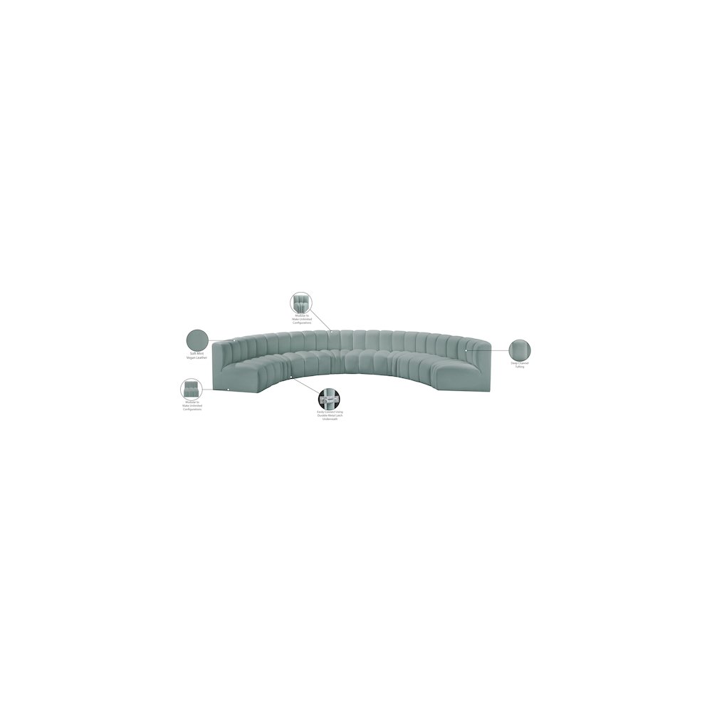 Arc Mint Green Vegan Leather Modular Sofa