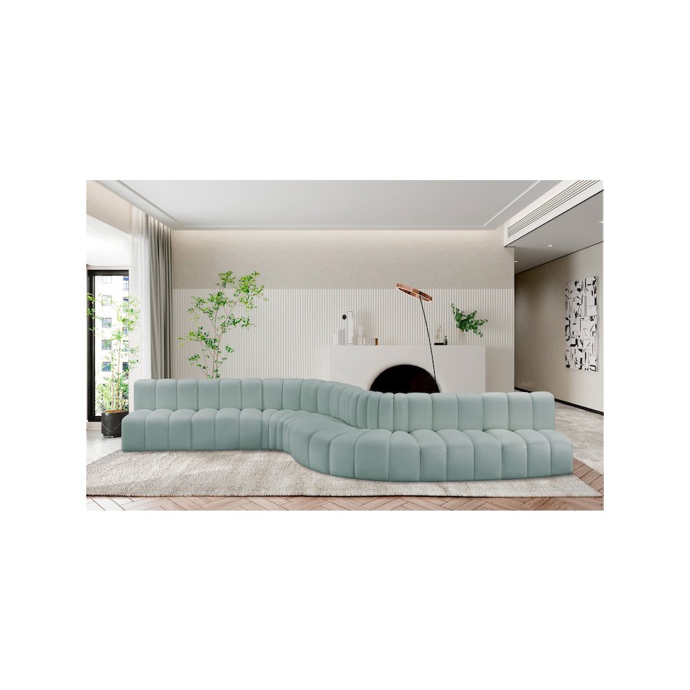 Arc Mint Green Vegan Leather Modular Sofa
