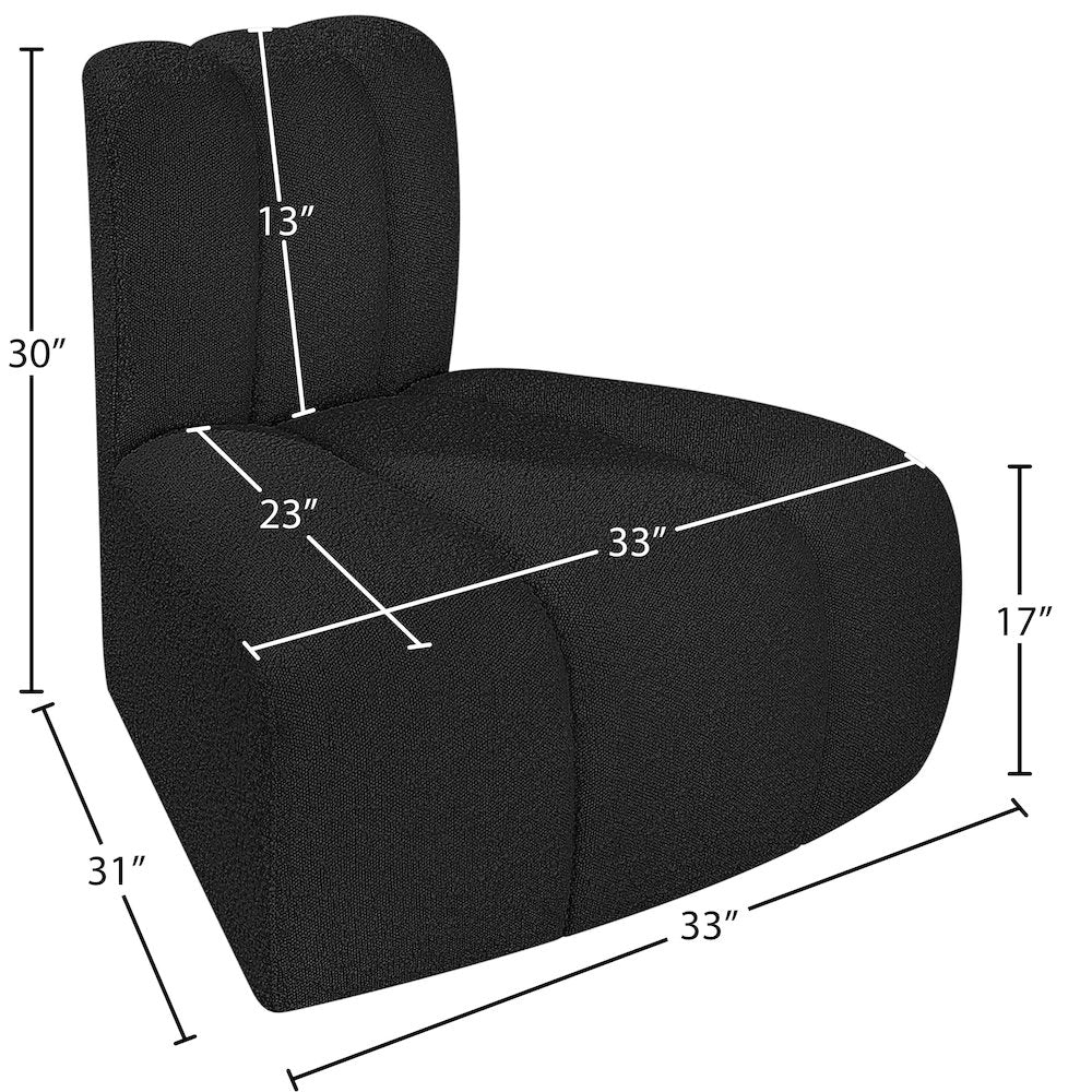 Arc Black Boucle Fabric Reverse Corner