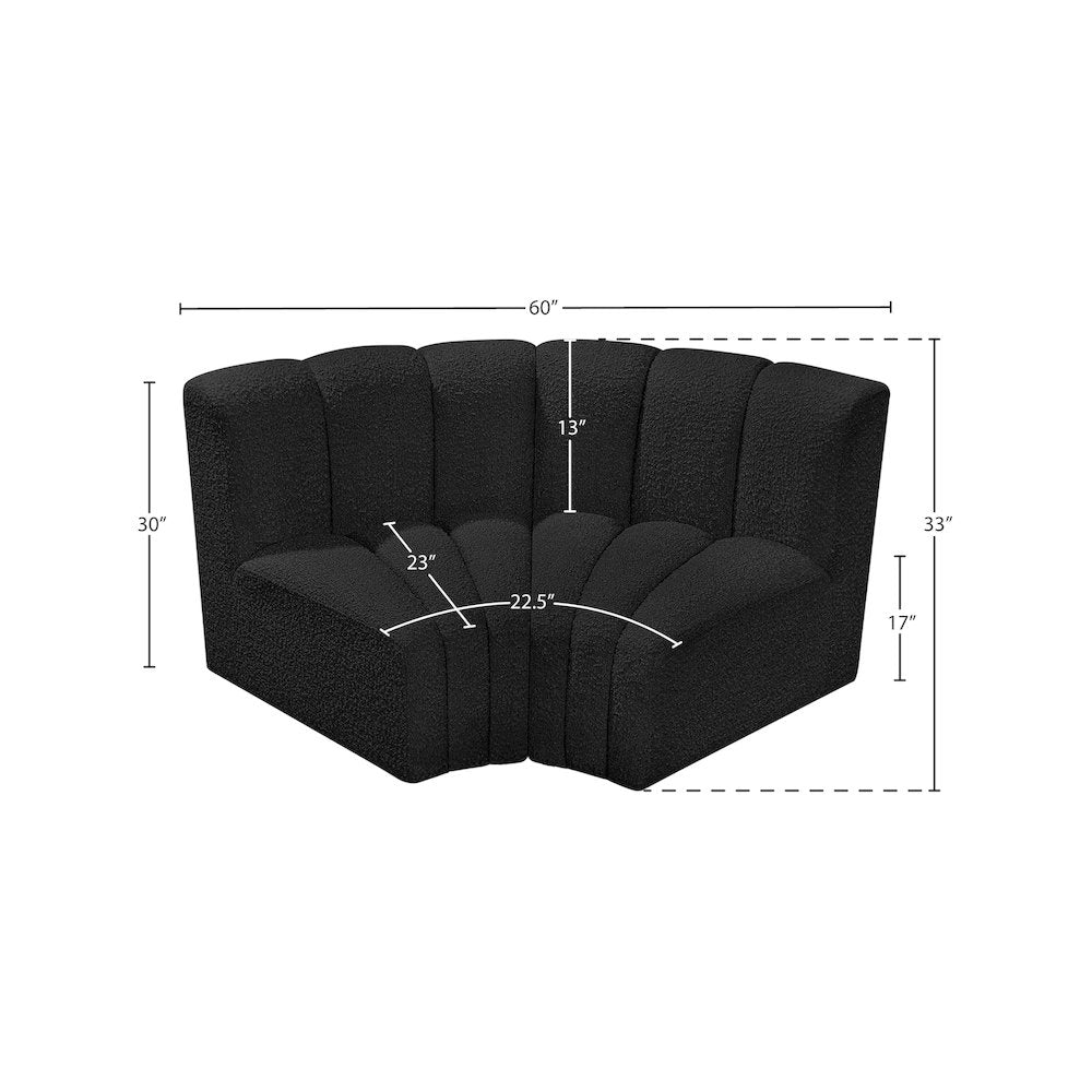 Arc Black Boucle Fabric Modular Sofa