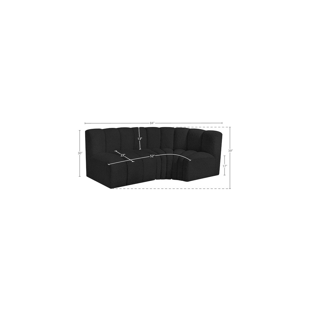 Arc Black Boucle Fabric Modular Sofa