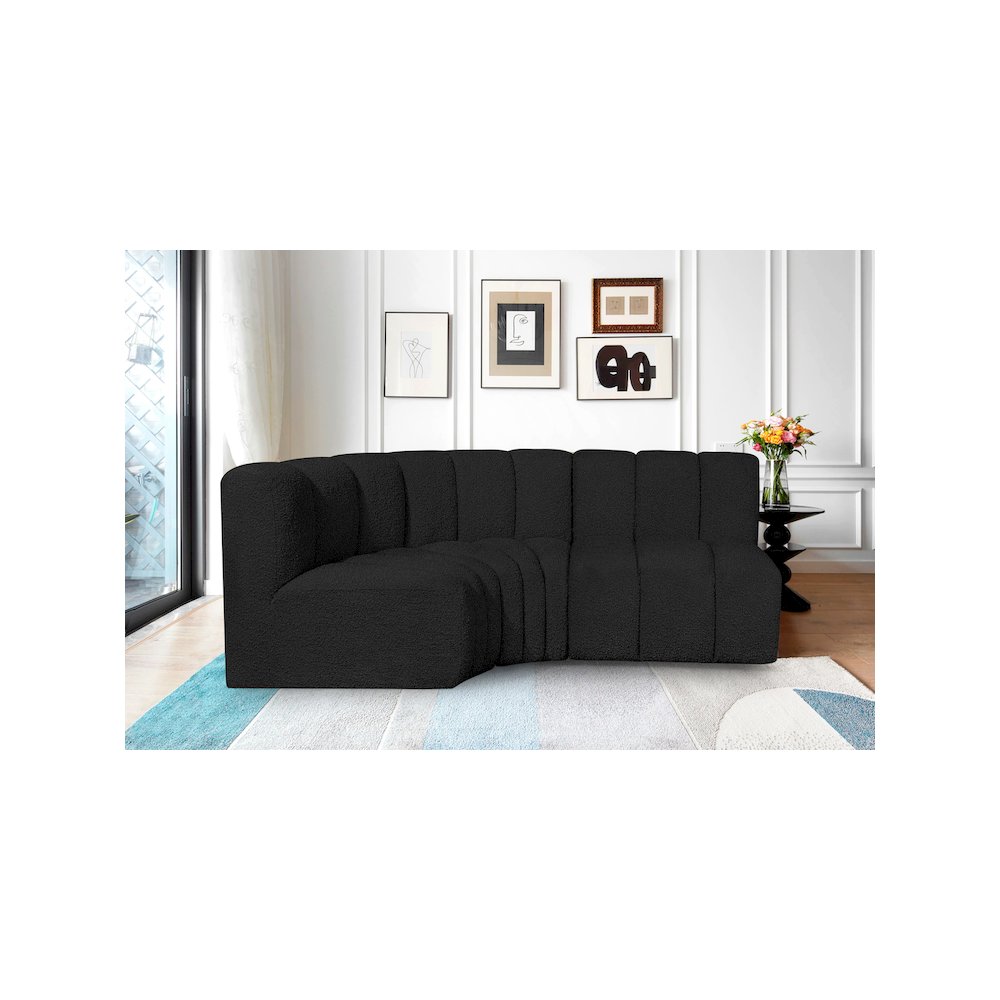 Arc Black Boucle Fabric Modular Sofa