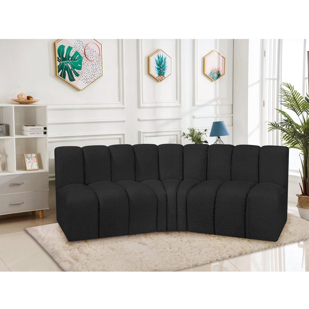 Arc Black Boucle Fabric Modular Sofa