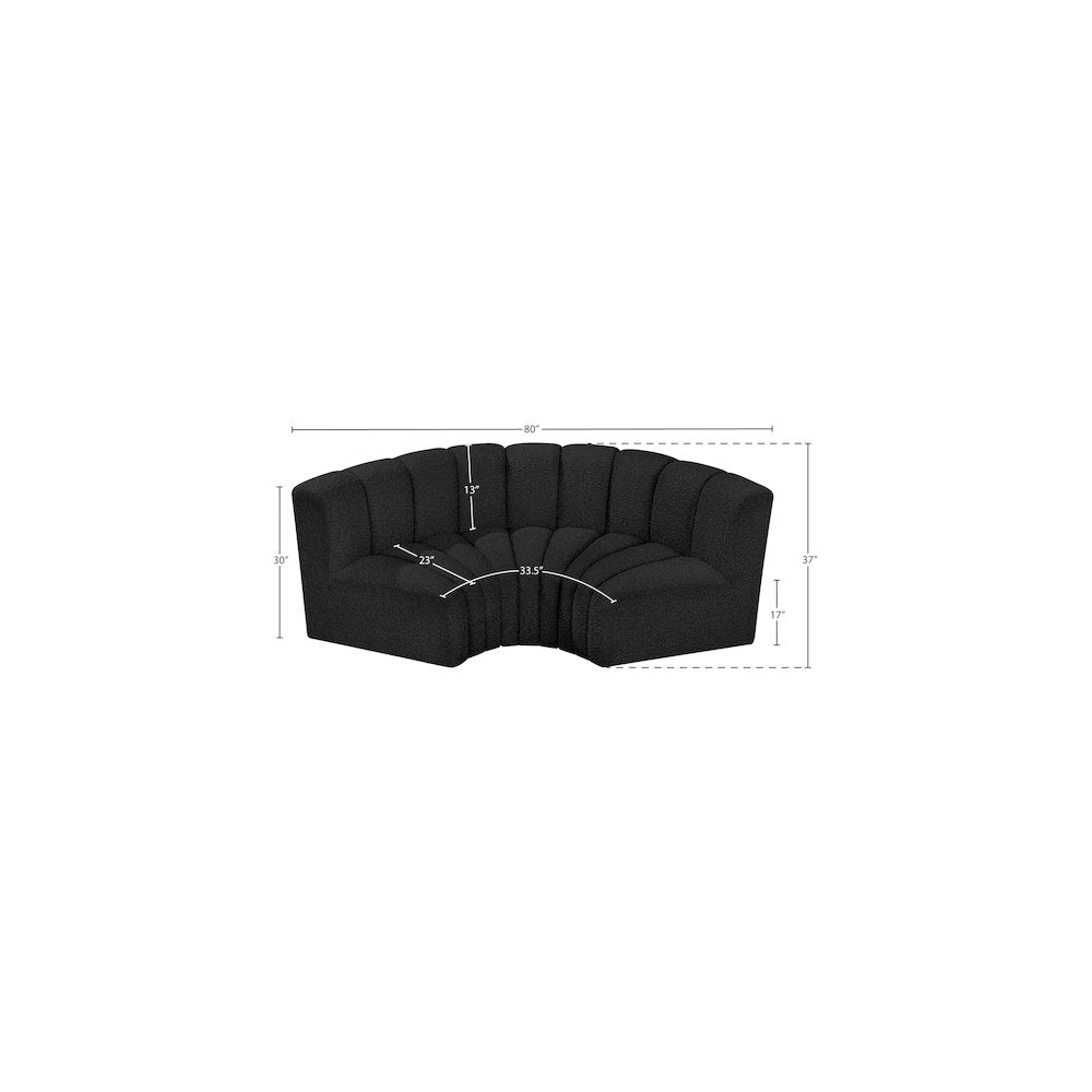 Arc Black Boucle Fabric Modular Sofa