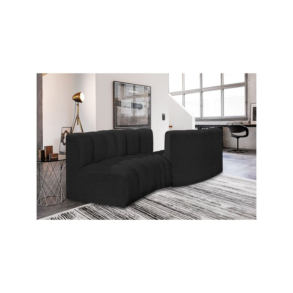 Arc Black Boucle Fabric Modular Sofa