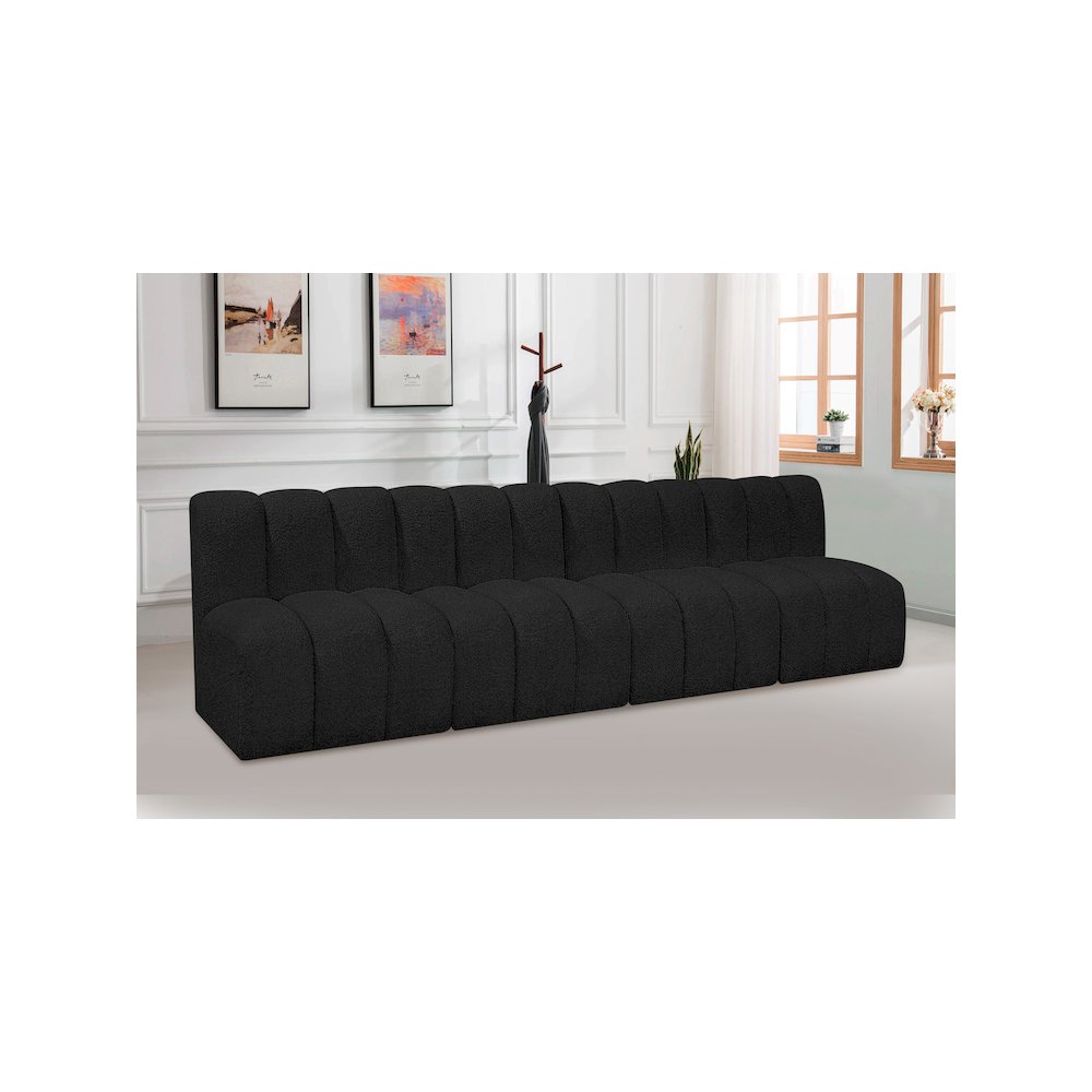 Arc Black Boucle Fabric Modular Sofa