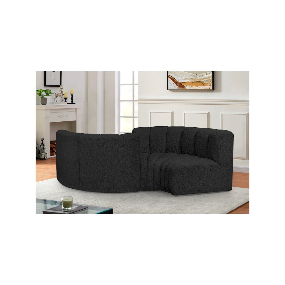 Arc Black Boucle Fabric Modular Sofa
