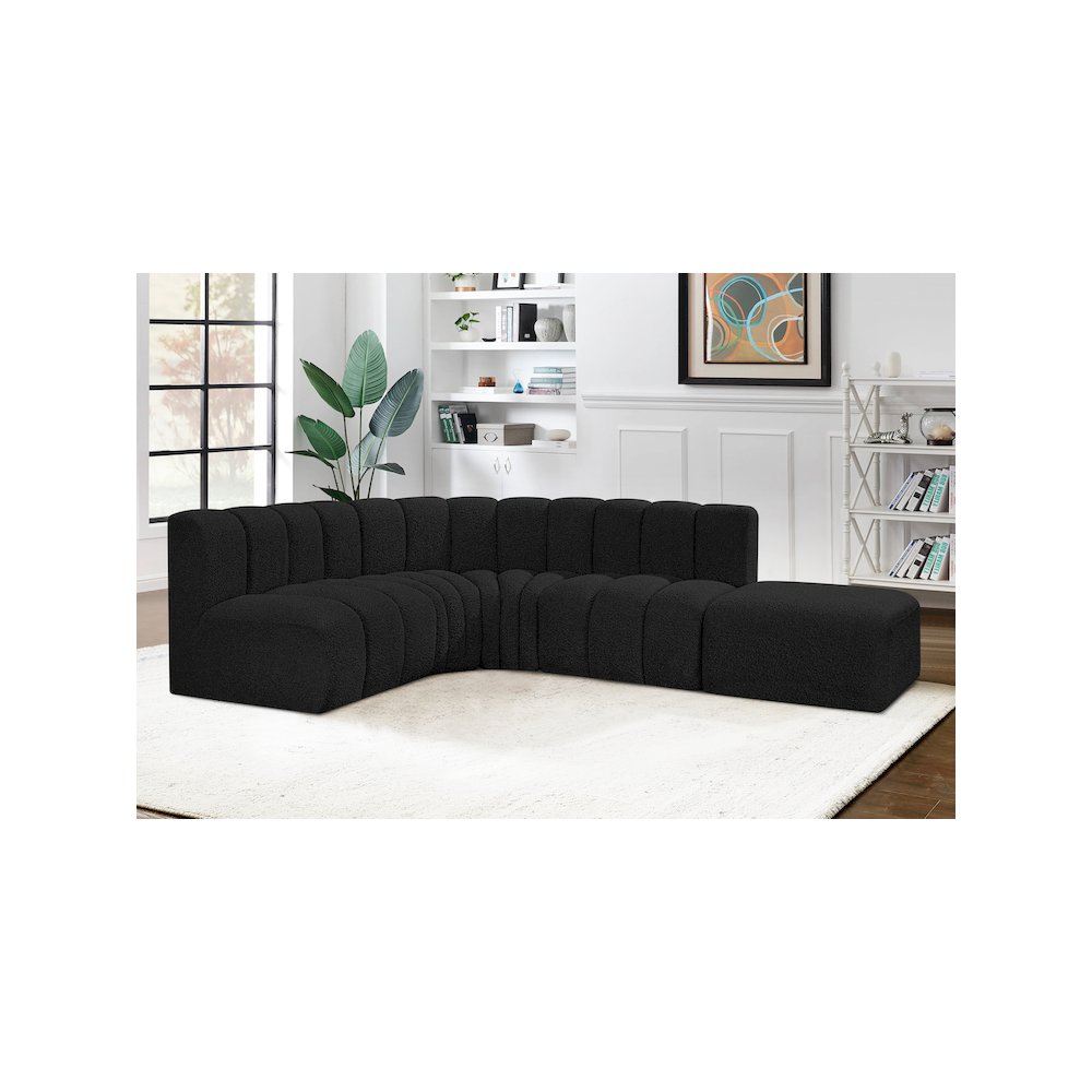 Arc Black Boucle Fabric Modular Sofa