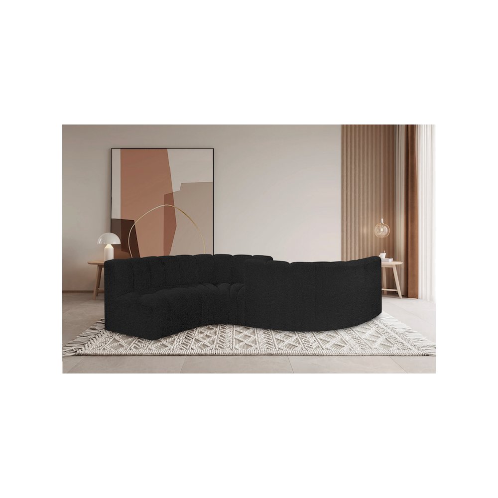 Arc Black Boucle Fabric Modular Sofa