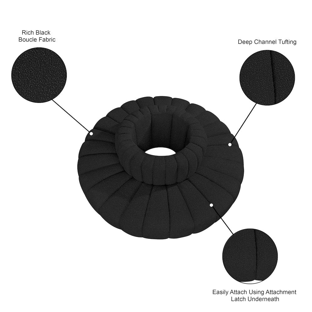 Arc Black Boucle Fabric Modular Sofa