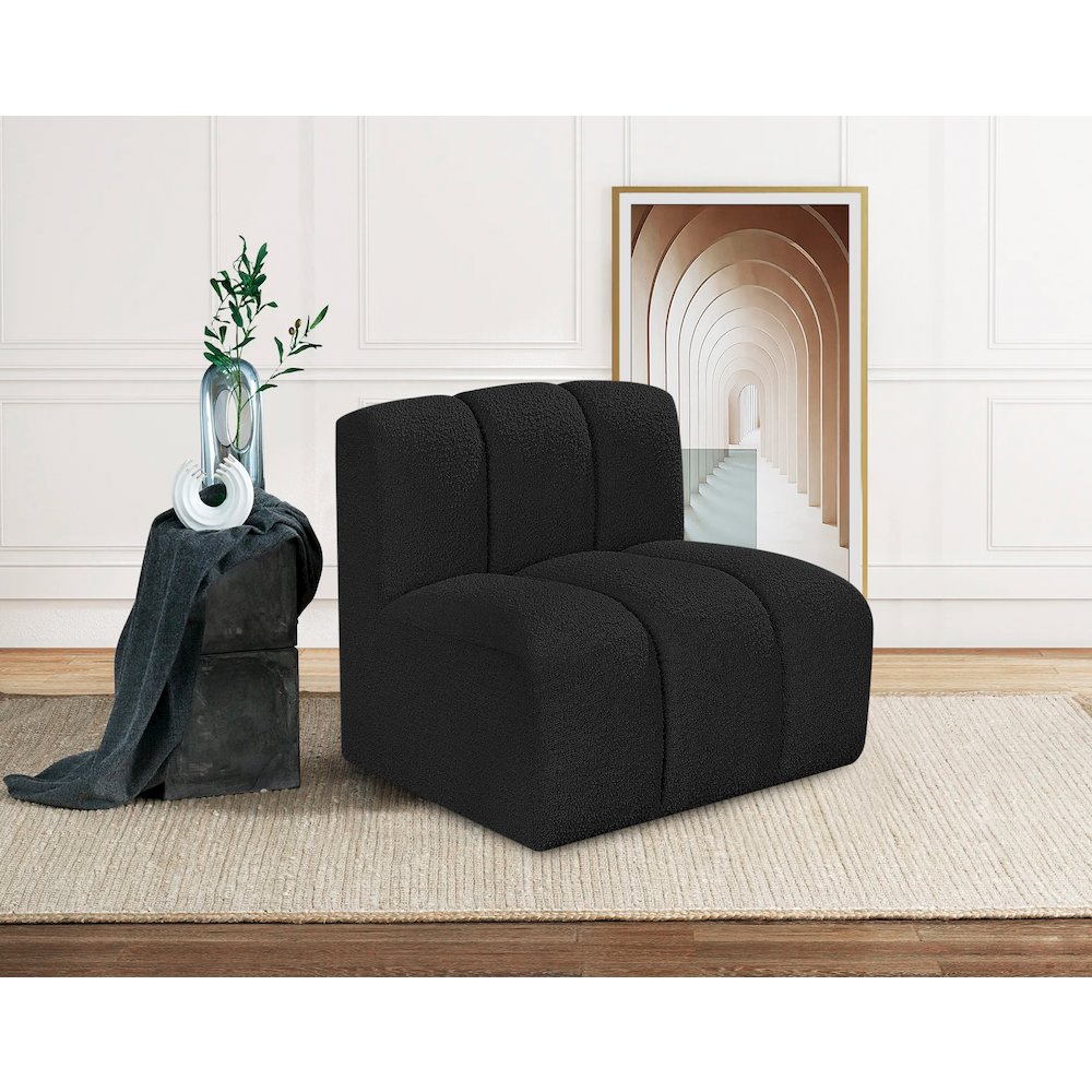 Arc Black Boucle Fabric Straight Chair