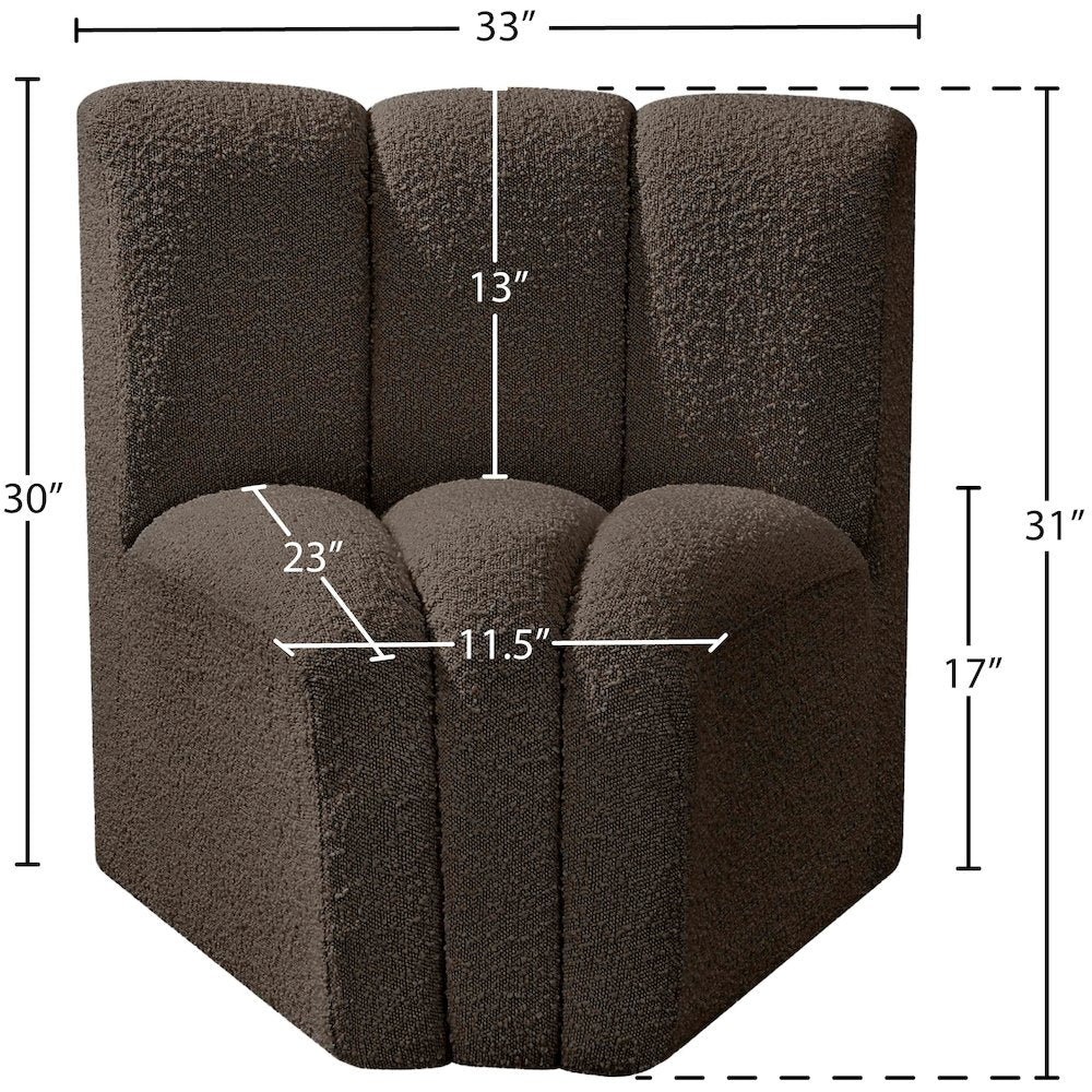 Arc Brown Boucle Fabric Curved Corner