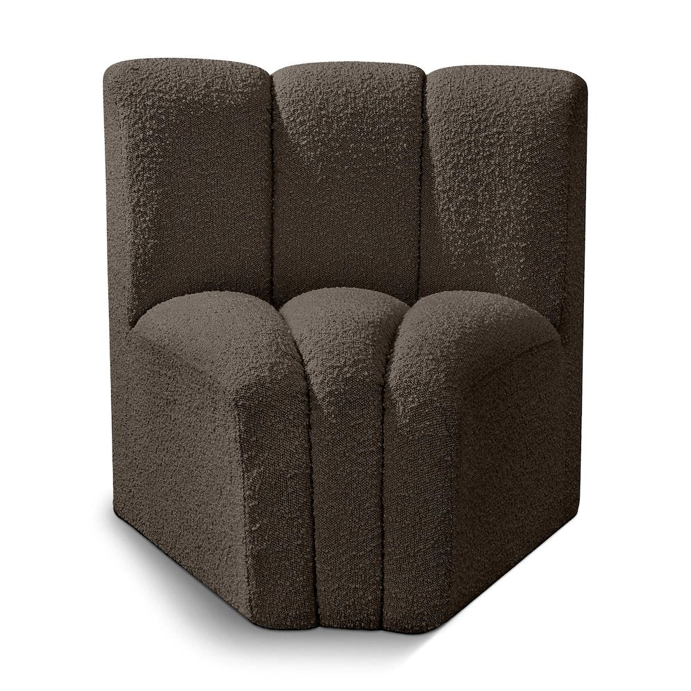 Arc Brown Boucle Fabric Curved Corner